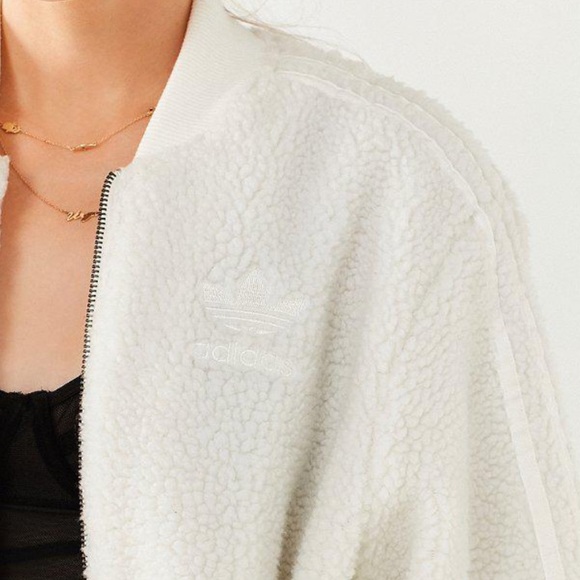 adidas Jackets & Blazers - Adidas White / Cream Sherpa Teddy Jacket